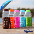 hot sale new fashionable glass water bottle with silicone sleeve